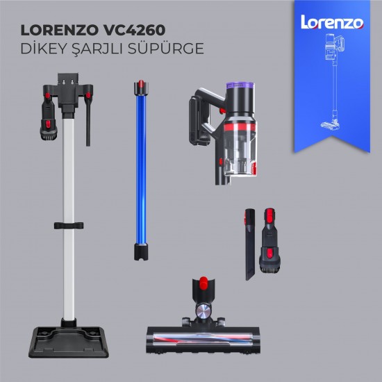 Lorenzo 2200mAh Dikey Şarjlı Süpürge 